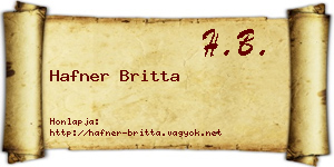 Hafner Britta névjegykártya